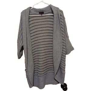 Takeout Women's Gray Open Front Weave Knit‎ Cardigan Sweater Size M Made in USA